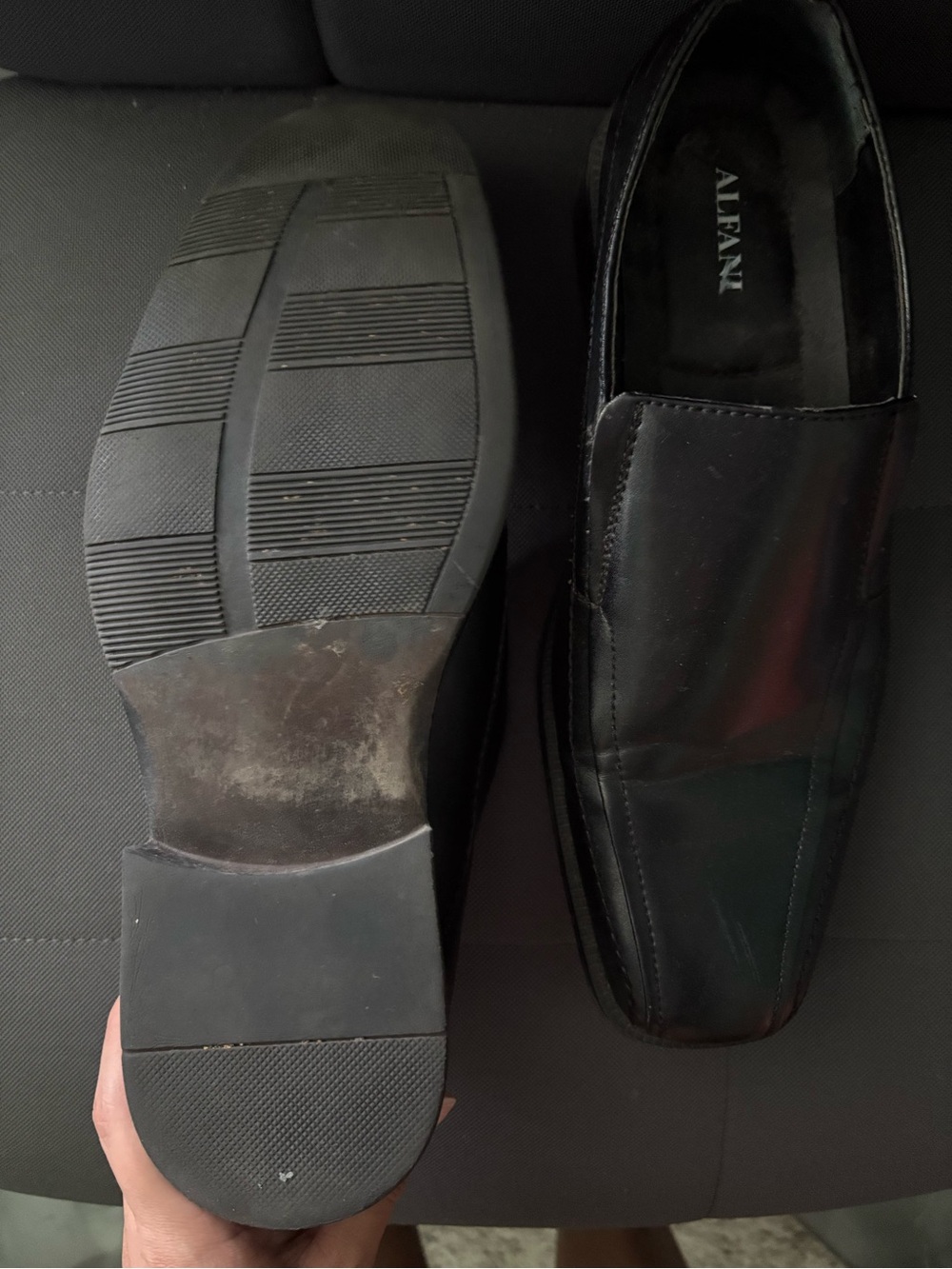 Alfani Men's Black Leather Slip-On Loafers - Picture 2 of 2